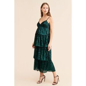 SAYLOR‎ Finlee Sequin Tiered Maternity Midi Dress Sz Small